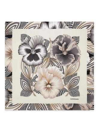 Ferragamo floral print silk scarf - women - Silk - One Size - Neutrals