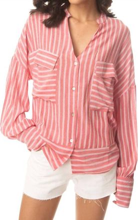 Myraswim Striped Oversize Shirt In Red/white