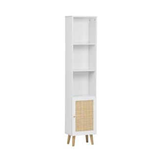 Sweeek Columna de almacenamiento para cuarto de ba&ntilde;o, blanco roto