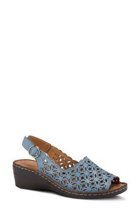 Spring Step Belizana Wedge Sandal in Blue Leather at Nordstrom, Size 9.5-10Us