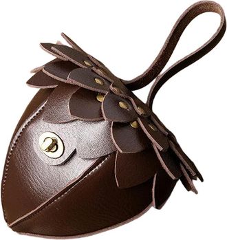 Generic NYSDM Pinecone Shaped Handbag Vintage Women PU Strawberry Metal Studded Coin Purse Lipstick Cosmetics Headphone Storage Bag