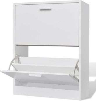 vidaXL Mueble zapatero blanco con 2 compartimentos Vidaxl