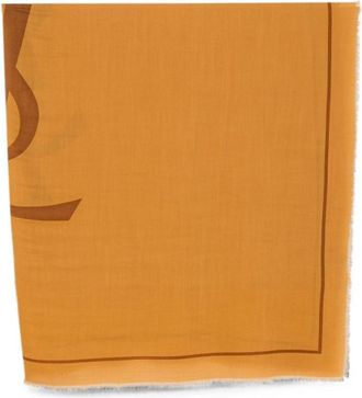 Saint Laurent Orange Logo Solid Scarf