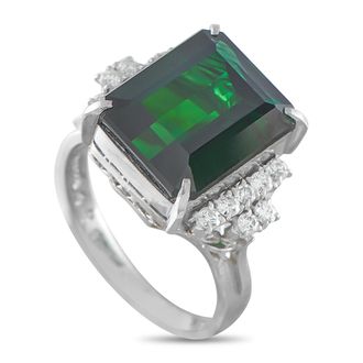 Luxury Bazaar Platinum 0.28ct Diamond and Tourmaline Ring MF27-052126
