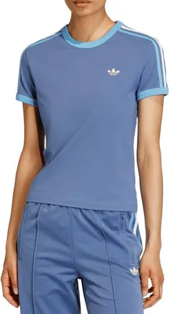 adidas Originals 3-Stripes Slim Fit T-Shirt in Crew Blue/light Blue/white at Nordstrom, Size X-Large