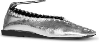 Jil Sander Womens Ballet Flats Laminated Silver Leather Polyamide Ballerina Shoes