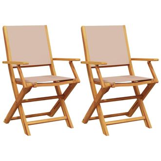 vidaXL Vidaxl - Sillas De Jard&iacute;n 2 Uds Madera Maciza Acacia Y Tela Gris Taupe