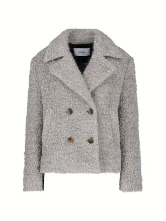 Lardini Grey Boiled Wool-Blend Blazer