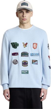 Lyle & Scott Katoen Linnen Geborduurde Trui - Heren - Ronde hals truien - Blauw - M - Katoen - Truien & Vesten