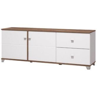 Dmora Mobile Porta tv Isera, 2 Cassetti, un Ripiano, 2 Ante, 162x40x59.5h cm Bianco