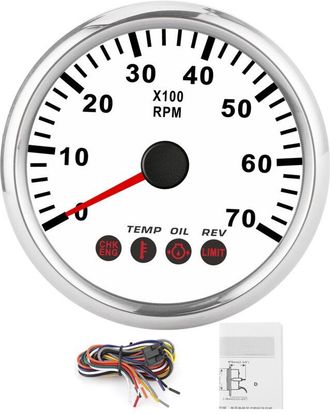 OEM Tac&oacute;metro De 0-7000 Rpm Con Alarma De Falla Del Motor, Presi&oacute;n De Aceite Y Temperatura Para Barcos, Motocicletas Y Camiones, Esfera Blanca