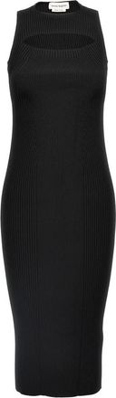 Alexander McQueen Ribgebreide Midi Jurk - Dames - Kleedjes - Zwart - S - Kleedjes