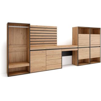 Skraut Home Zapatero, Armario Zapatos Botas, 357x145x35 Cm, Dormitorio, Habitaci&oacute;n, Vestidor Abierto, C&oacute;moda, Cajonera, Listones Decorativos, Tocador, Estilo Mode