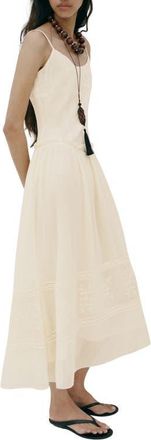 Mango Embroidered Detail Sleeveless Maxi Dress in Off White at Nordstrom, Size 4