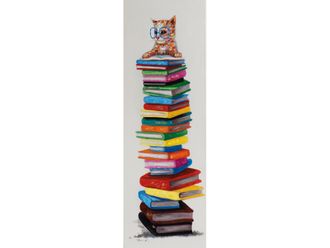 Schubiger M&ouml;bel Bild Katze Auf Einem B&uuml;cherstapel