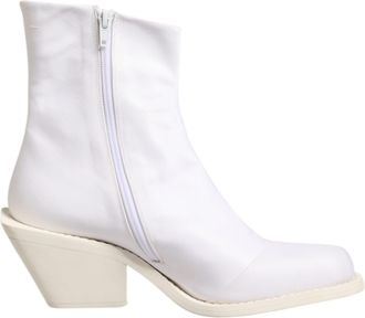 Maison Margiela White Square Heel Zip Ankle Boots Womens Shoes