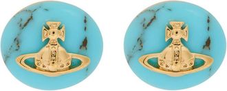 Vivienne Westwood Maude Marble orb Brass Stud Earrings - Turquoise - One Size