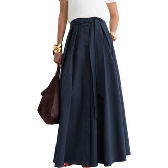 Reiss Simone Cotton Blend Maxi Skirt in Navy at Nordstrom, Size 14 Us