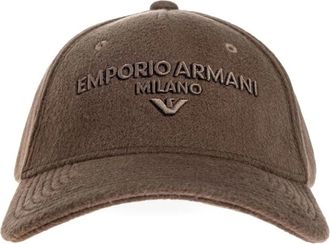 Emporio Armani Bruine Baseballpet met Logo Borduurwerk - Heren - Petten - Bruin - ONE Size - Katoen - Accessoires