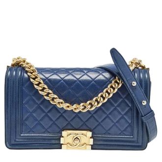 Chanel Pre-owned Boy Flap Shoulder Bag - Dames - Vintage Schoudertas - Blauw - ONE Size - Leer - Vintage