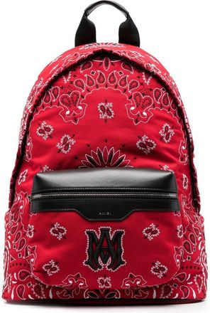 Amiri bandanna-embroidered backpack - men - Calf Leather/Cotton/Nylon - OS