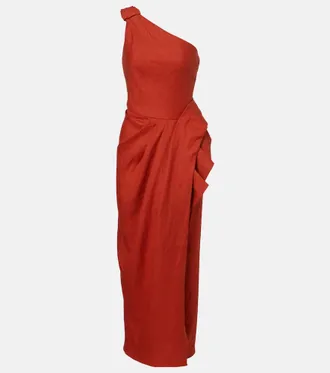 Johanna Ortiz One-shoulder linen gown