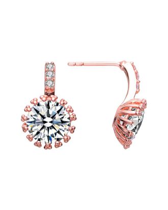 Genevive 14K Rose Over Silver Cz Earrings