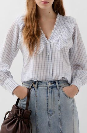 Scalpers Collar Check Shirt in Bluecheck at Nordstrom, Size Large Eu