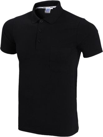 Generic Summer Short Sleeve Polo Shirt, Men Causal Slim Fit Solid Color Pocket Polo Shirt Black