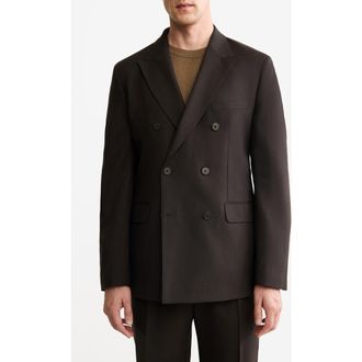 Mango Double Breasted Wool Jacket in Brown at Nordstrom, Size 42