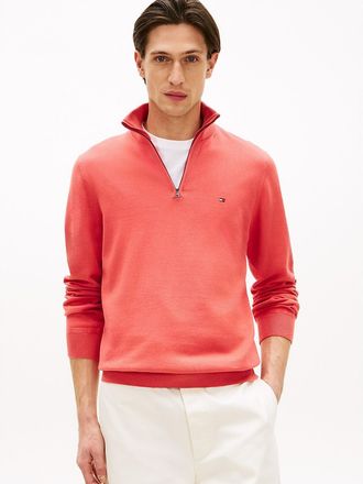 Tommy Hilfiger Mens Classic Quarter-Zip Sweater - Red - XXL