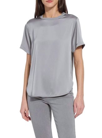 Lyss&eacute; Aline Crew Neck Mix Media Top In Dark Heather Grey