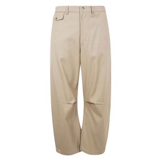 Comme Des Gar&ccedil;ons Broeken, Heren, Beige, S, Stijlvolle Barrel Broeken voor vrouwen