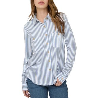 Blu Pepper Button Front Long Sleeve Shirt in Dusty Blue at Nordstrom Rack, Size Small