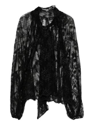 So Allure lace scarf detail blouse - women - Polyamide - S - Black