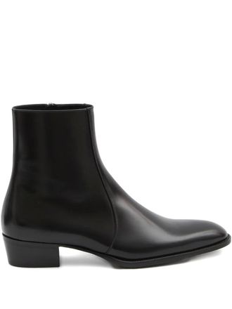 Saint Laurent Roman almond-toe zip boots - Black