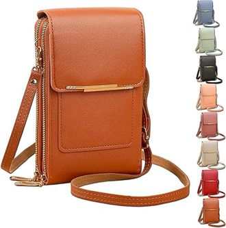 Generic 2026 New Anti-Theft Leather Bag for Women, Womens Touch Screen Mobile Phone Messenger Bag, Fashion Key Change Bag (Brown)