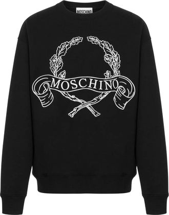 Moschino Mens Logo-embroidered Sweatshirt - Black Cotton - Size Large