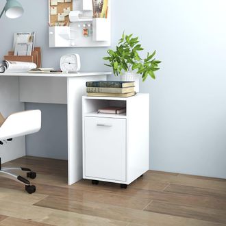 vidaXL Armario Auxiliar Ruedas Blanco Madera Contrachapada 33x38x60 Cm Vidaxl