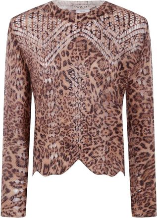 Twinset Truien & Vesten, Dames, Veelkleurig, XS, Wol, Bruin Beige Trui Aw 25 Stijlvolle Pasvorm