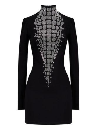 DAVID KOMA croc-effect mini dress - Black
