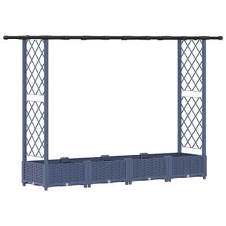 vidaXL Cama Elevada Con Trellis Y Techo Gris 203 X 40 X 123 Cm Pp Vidaxl