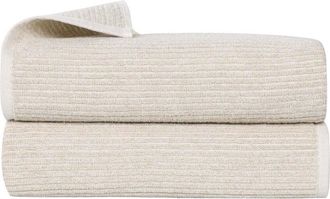 Superior Set Of 2 Destin Medium Weight Solid Ribbed Bath Sheets