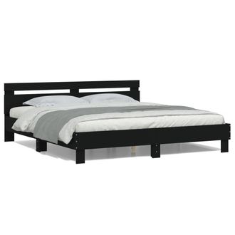 Berkfield Home Bed Frame with LED without Mattress Black 160x200 cm