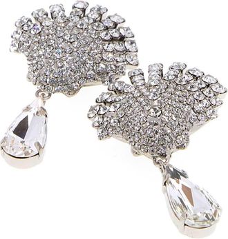 Alessandra Rich Womens Embellished Metal Earrings Crysilver Brass Glass