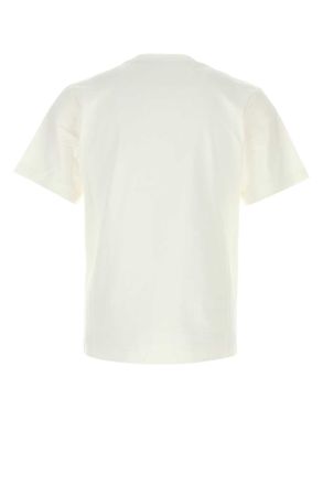Burberry Mens White Cotton T-Shirt Chalk Exterior Exterior: T-shirts And Polos