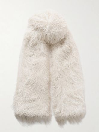 Dries Van Noten Sciarpa In Maglia A Frange - Bianco sporco