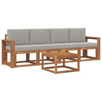 vidaXL Conjunto De Sof&aacute;s De Exterior 5 Pcs Gris Natural Y Claro Vidaxl