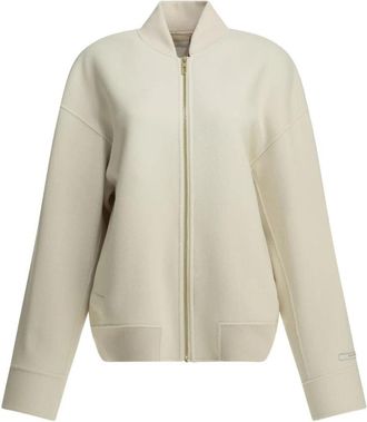 Sportmax Spxondata Bomberjack - Dames - Vesten met rits - Wit - S - Wol - Hoodies & sweatvesten