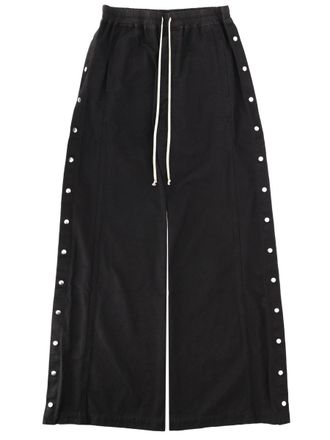 Rick Owens Wide Pusher Black Cotton Snap Pants